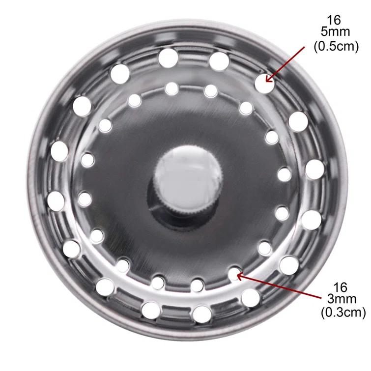 Stainless Steel Post Style Kitchen Sink Basket Drain Strainer