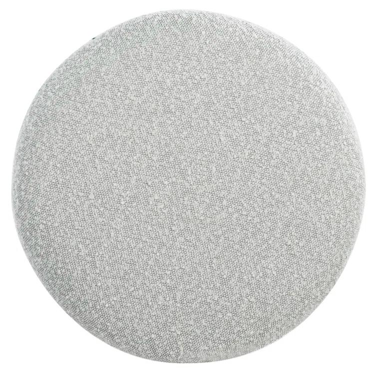 Becka Round Gray Boucle Storage Ottoman with Wood Legs