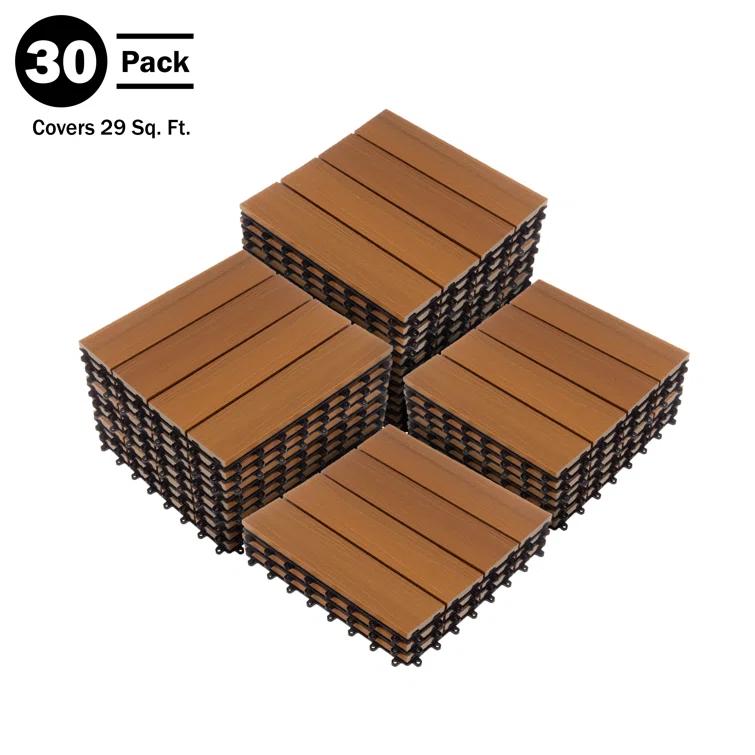 11.63" x 11.63" Interlocking Deck Tile Patio Tiles