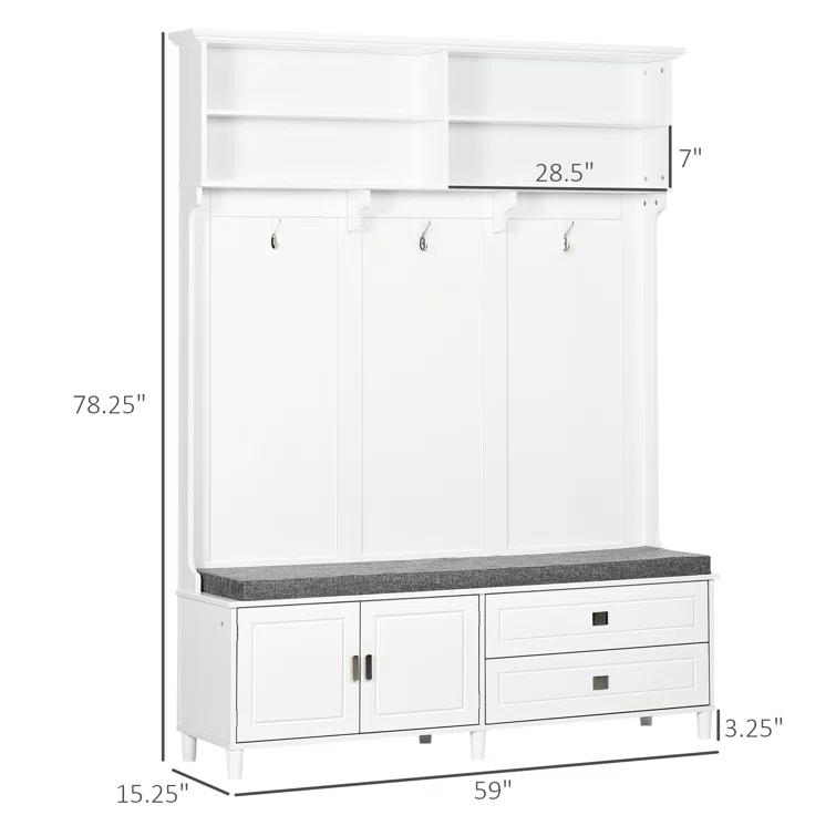 HomCom Hall Tree 78.25'' Wide with Bench and Shoe Storage