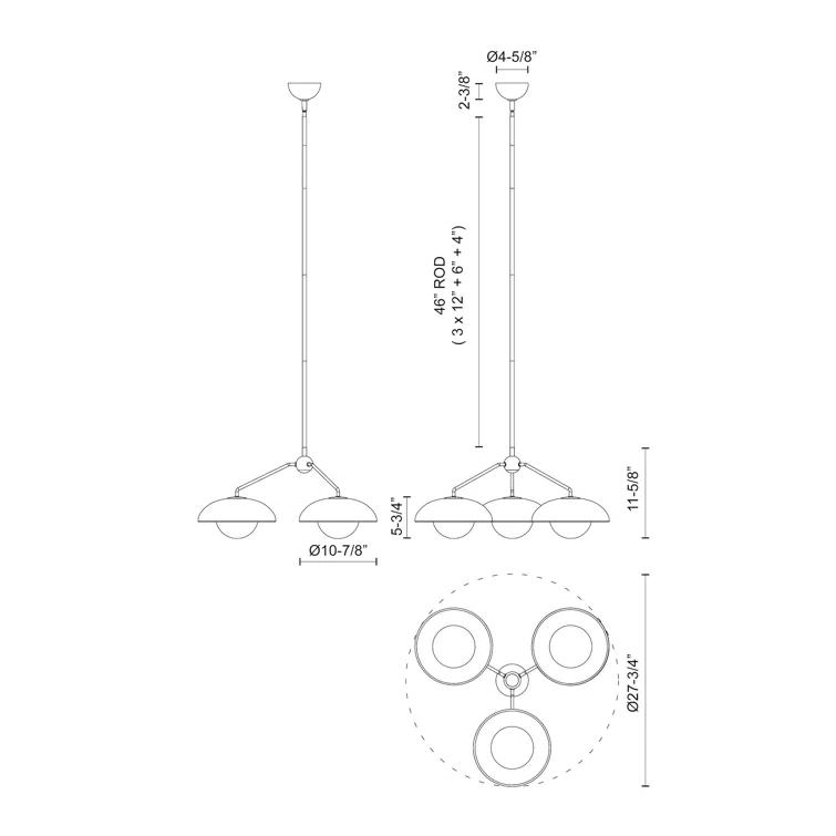Alessia 3 Light Metal Sphere Chandelier