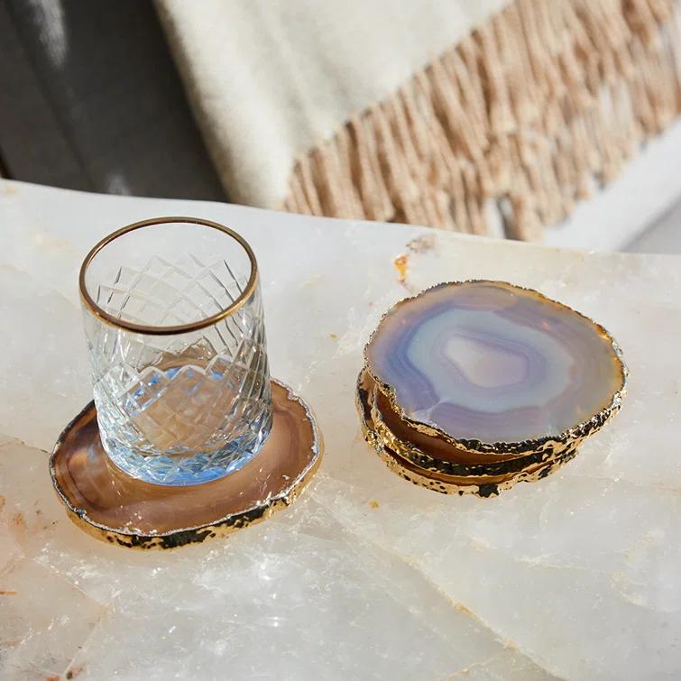 ANNA New York Gemstones Agate 4 Piece Coaster Set