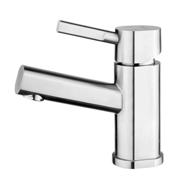 Whitehaus Collection WHS0311-SB-BSS Whitehaus Collection Stainless Steel Single Lever Bathroom Faucet with Pop-up Drain