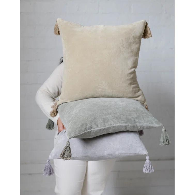 Bianca Velvet Pillow by Pom Pom at Home - Sage / Square