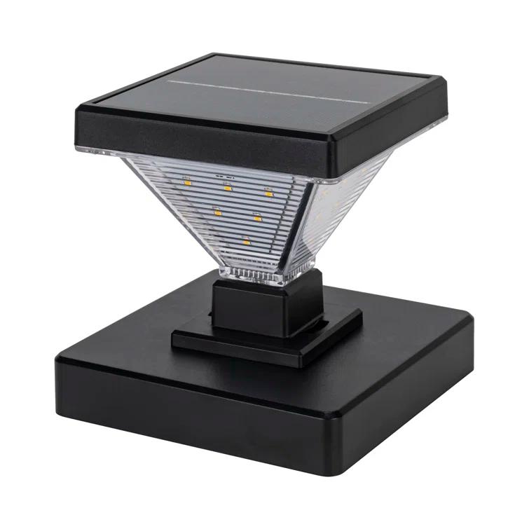 Gama Sonic Luxor Black 4x4 and 5x5 Solar LED Deck Post Cap Light with Warm White and Hi/Lo Mode for Backyard and Wood Fence(2-Pack) (Set of 2)