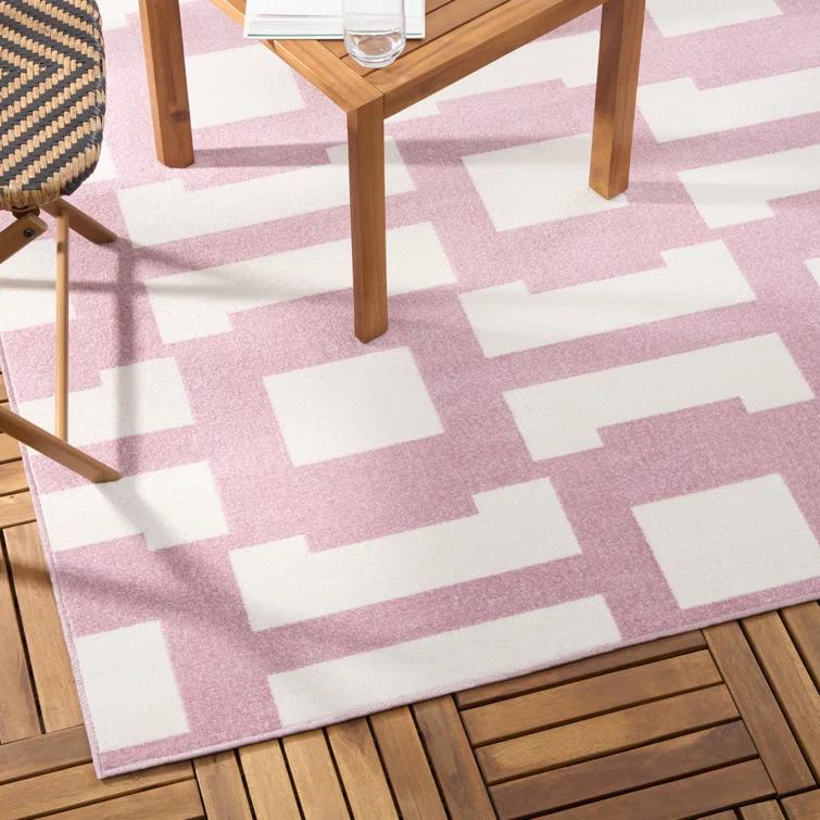 TOMMY BAHAMA Isla Coastal Geo Indoor Outdoor Area Rug Purple/Ivory