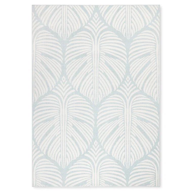 TOMMY BAHAMA Lanai Palm Leaves Indoor Outdoor Area Rug Blue/Ivory
