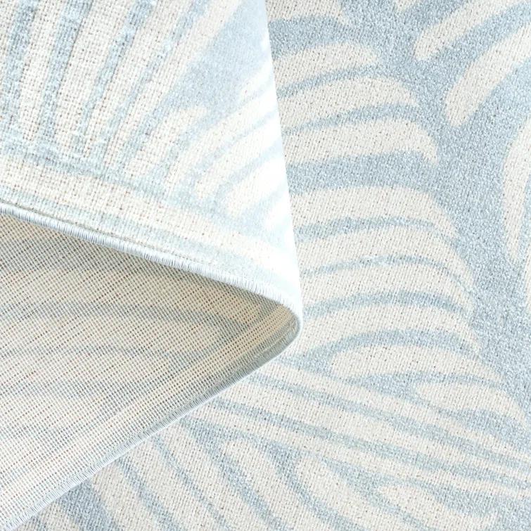 TOMMY BAHAMA Lanai Palm Leaves Indoor Outdoor Area Rug Blue/Ivory