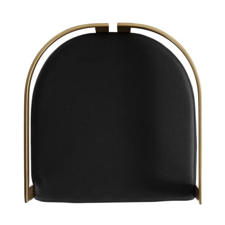 Clarence Black Faux Leather and Gold Metal Swivel Bar Stool