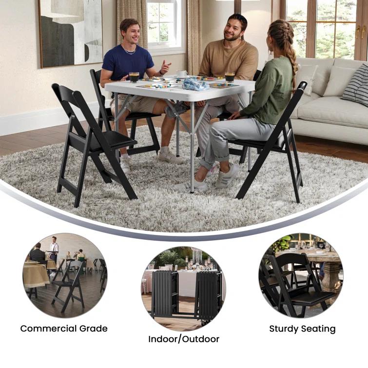 Inbox Zero Hercules Resin Folding Chair - 800LB Weight Capacity Event Chair (Set of 2)