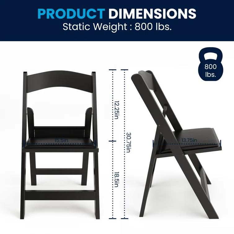 Inbox Zero Hercules Resin Folding Chair - 800LB Weight Capacity Event Chair (Set of 2)