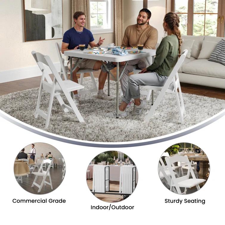 Inbox Zero Hercules Resin Folding Chair - 800LB Weight Capacity Event Chair (Set of 2)