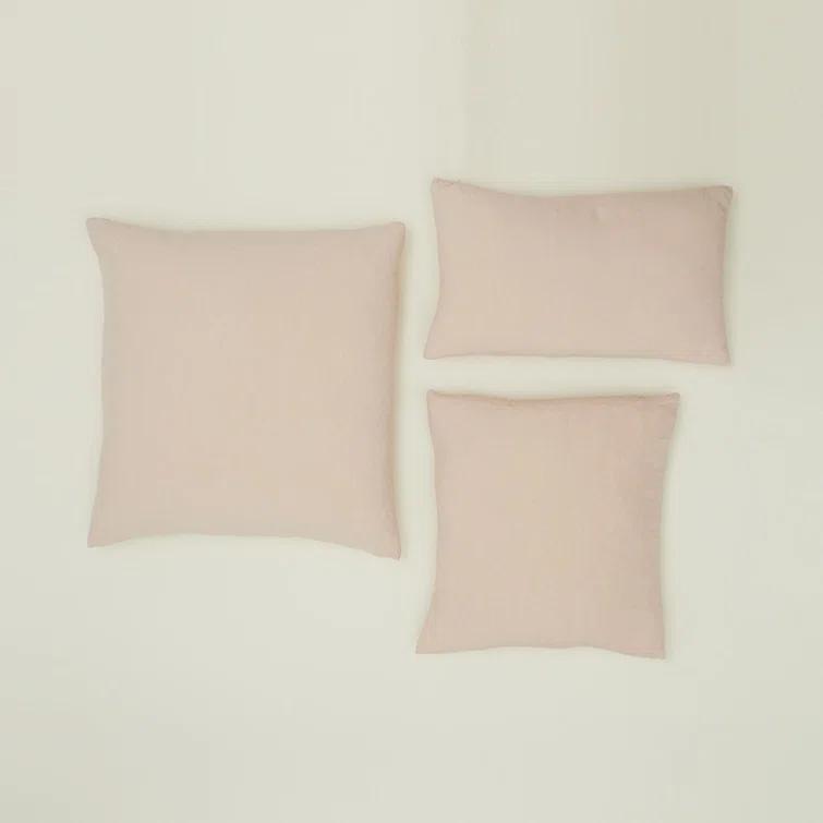 Simple Embroidered Linen Lumbar Throw Pillow