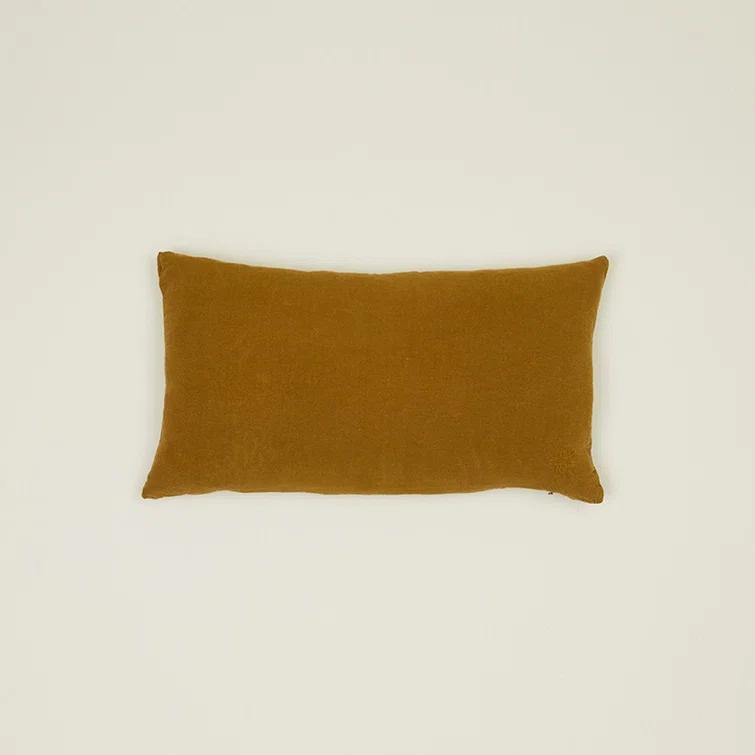 Simple Embroidered Linen Lumbar Throw Pillow