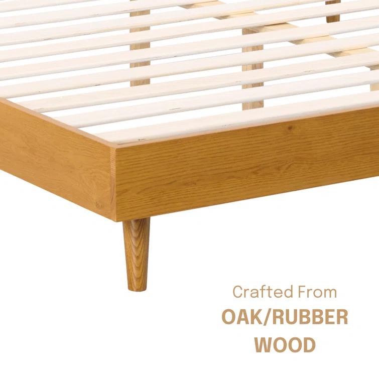NTC Fly Solid Wood Bed Frame without Headboard and Silent Slats, 1000 lbs Capacity Bed Frame