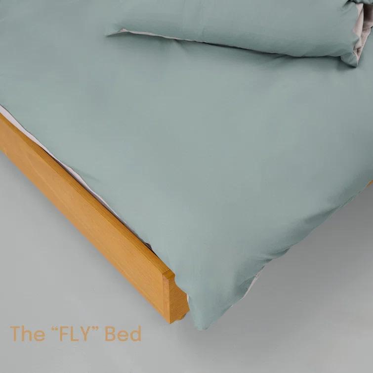 NTC Fly Solid Wood Bed Frame without Headboard and Silent Slats, 1000 lbs Capacity Bed Frame