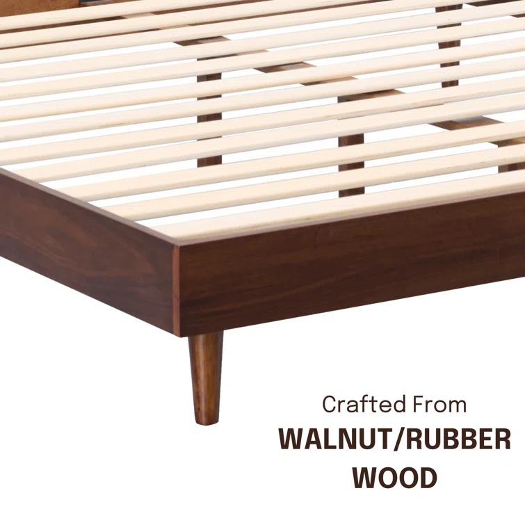 Queen Dark Walnut Wooden Bed Frame with Slats