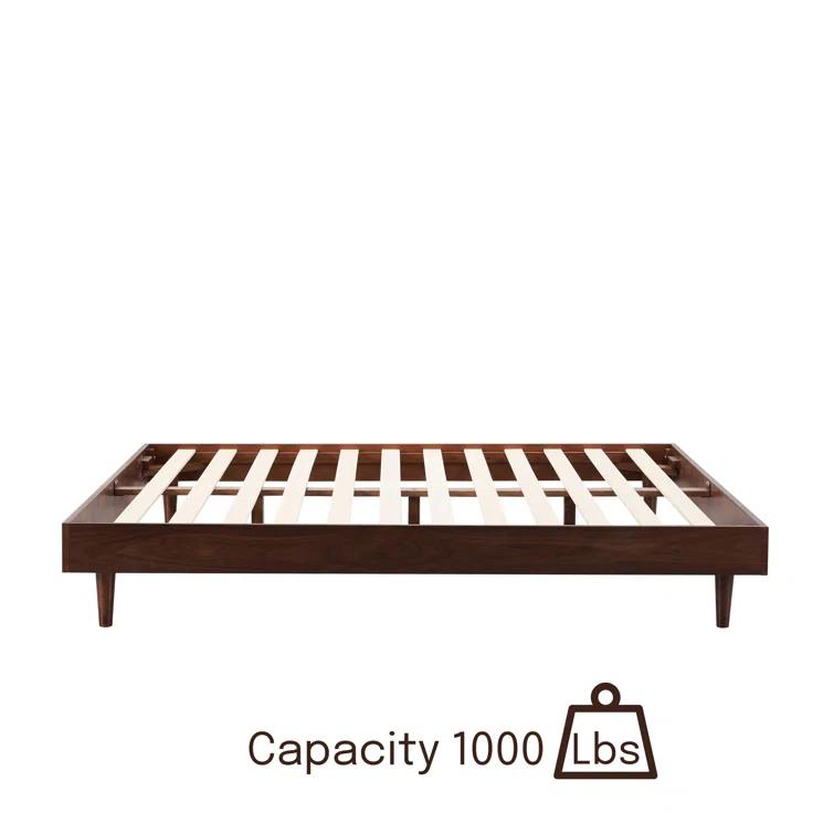 Queen Dark Walnut Wooden Bed Frame with Slats