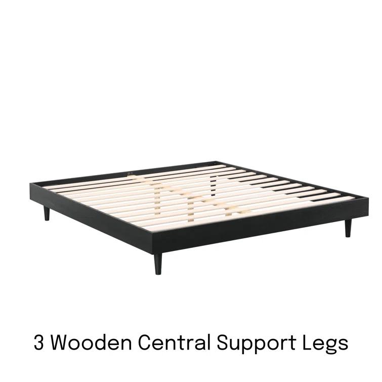NTC Fly Solid Wood Bed Frame without Headboard and Silent Slats, 1000 lbs Capacity Bed Frame