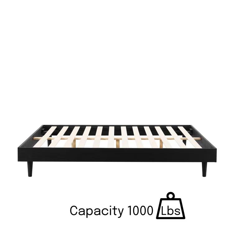 NTC Fly Solid Wood Bed Frame without Headboard and Silent Slats, 1000 lbs Capacity Bed Frame