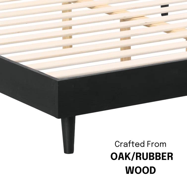 NTC Fly Solid Wood Bed Frame without Headboard and Silent Slats, 1000 lbs Capacity Bed Frame