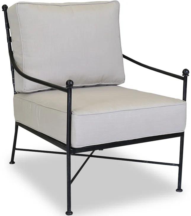 Provence Dark Grey Wrought Iron Outdoor Lounge Chair with Sunbrella Cushions