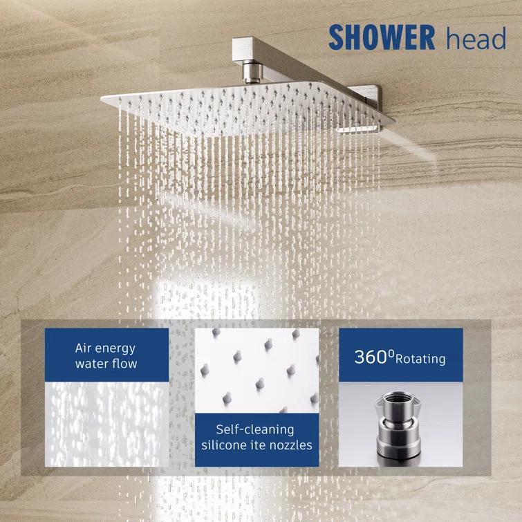 10 inch Wall Mounted Pressure Balanced Complete Shower System With 3 Setting Shower Handheld