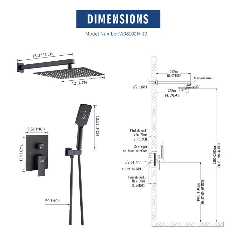 Pressure-Balanced (Temperature And Volume) All-In-One Kit with Rough in-Valve