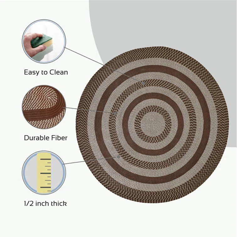 August Grove® Brod Brown Indoor/Outdoor Area Rug- Round Rug