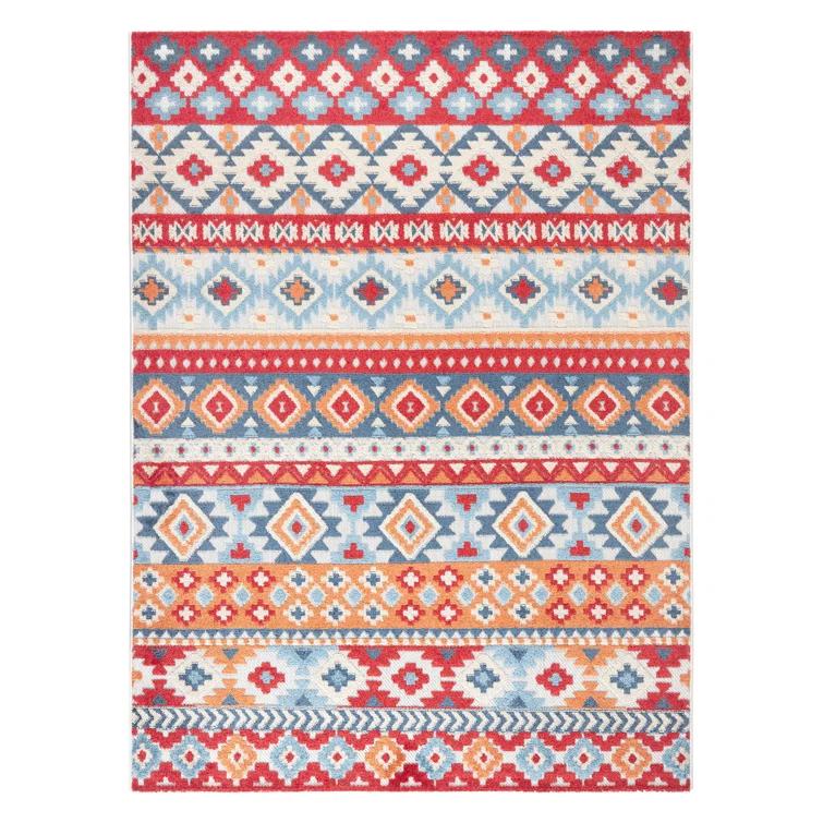 TOWN & COUNTRY EVERYDAY Dahlia Southwestern Stripe Outdoor Rug Red/Multi