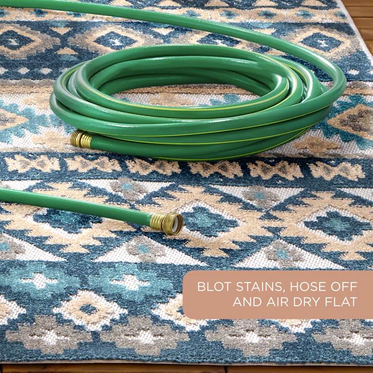 TOWN & COUNTRY EVERYDAY Dahlia Southwestern Stripe Outdoor Rug Blue Multi