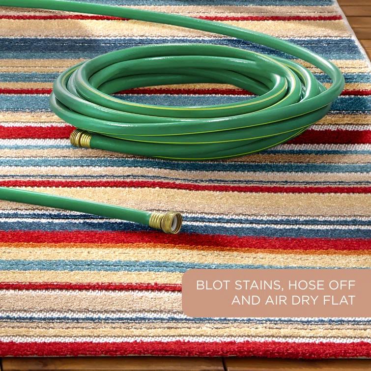 TOWN & COUNTRY EVERYDAY Rio Multicolor Stripe Outdoor Rug Red/Multi
