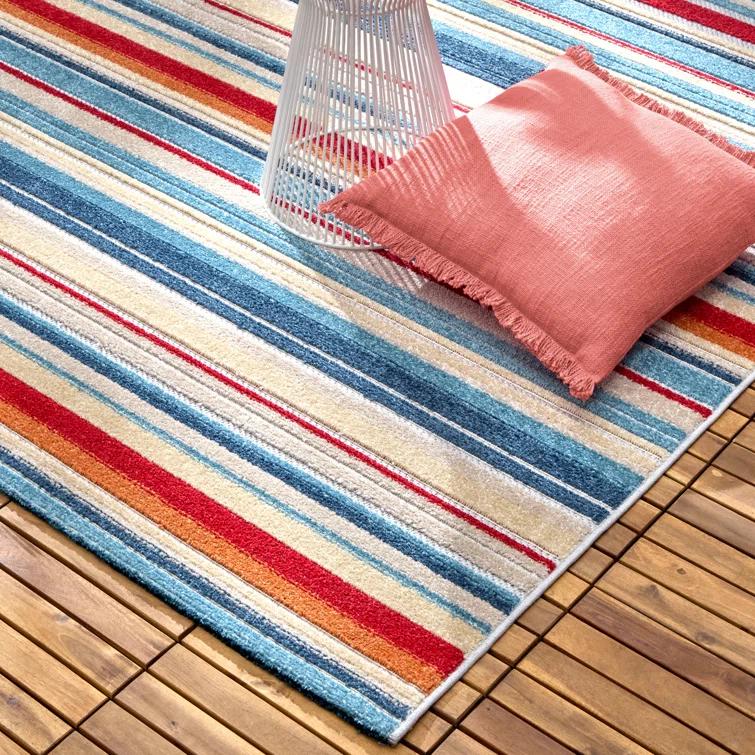 TOWN & COUNTRY EVERYDAY Rio Multicolor Stripe Outdoor Rug Red/Multi