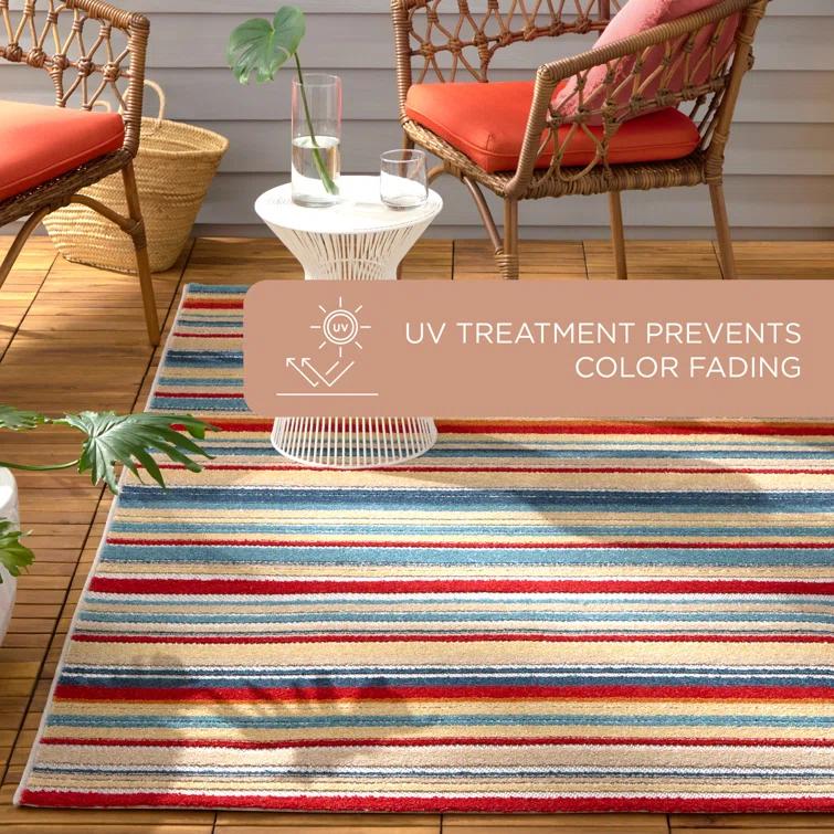 TOWN & COUNTRY EVERYDAY Rio Multicolor Stripe Outdoor Rug Red/Multi