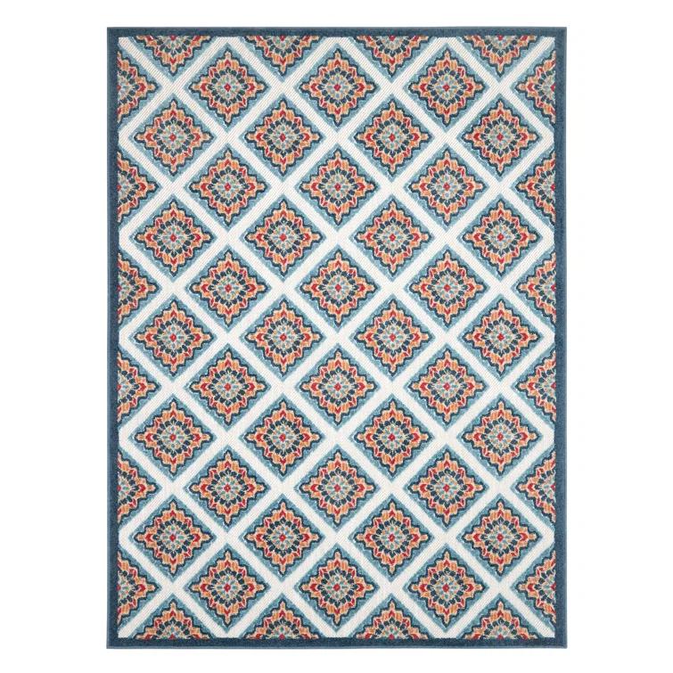 TOWN & COUNTRY EVERYDAY Brooks Retro Geo Outdoor Rug Red/Multi