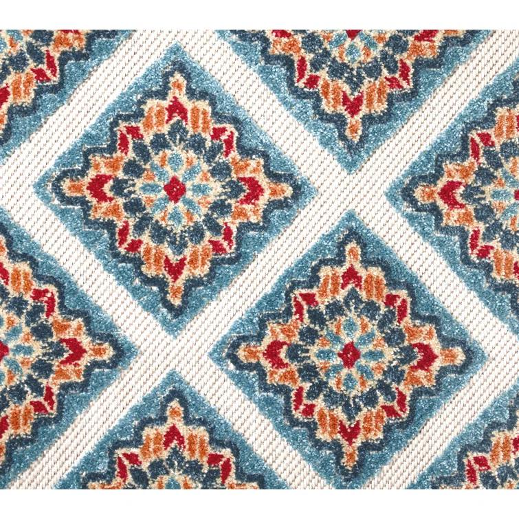 TOWN & COUNTRY EVERYDAY Brooks Retro Geo Outdoor Rug Red/Multi