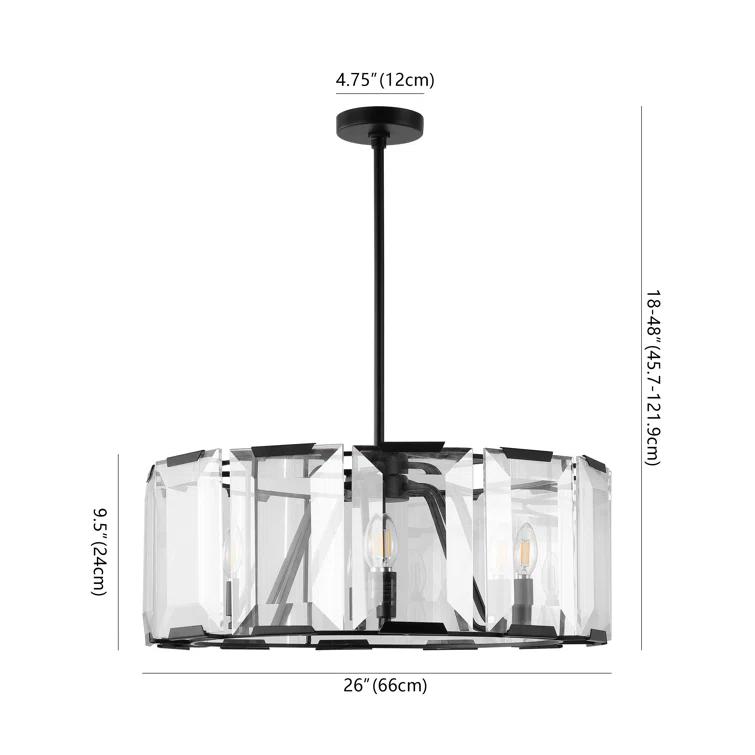 Esperanza Sleek Black Metal and Emerald-Cut Crystal Chandelier