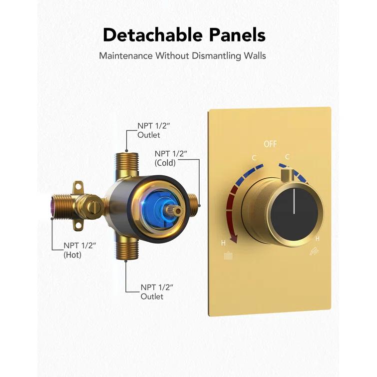 RainfallCascade 10" Pressure Balanced Slide BarShower System with Rough-In Valve