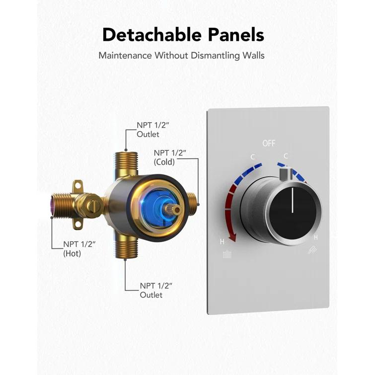 RainfallCascade 10" Pressure Balanced Slide BarShower System with Rough-In Valve