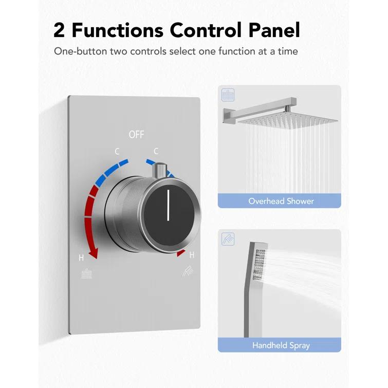 RainfallCascade 10" Pressure Balanced Slide BarShower System with Rough-In Valve