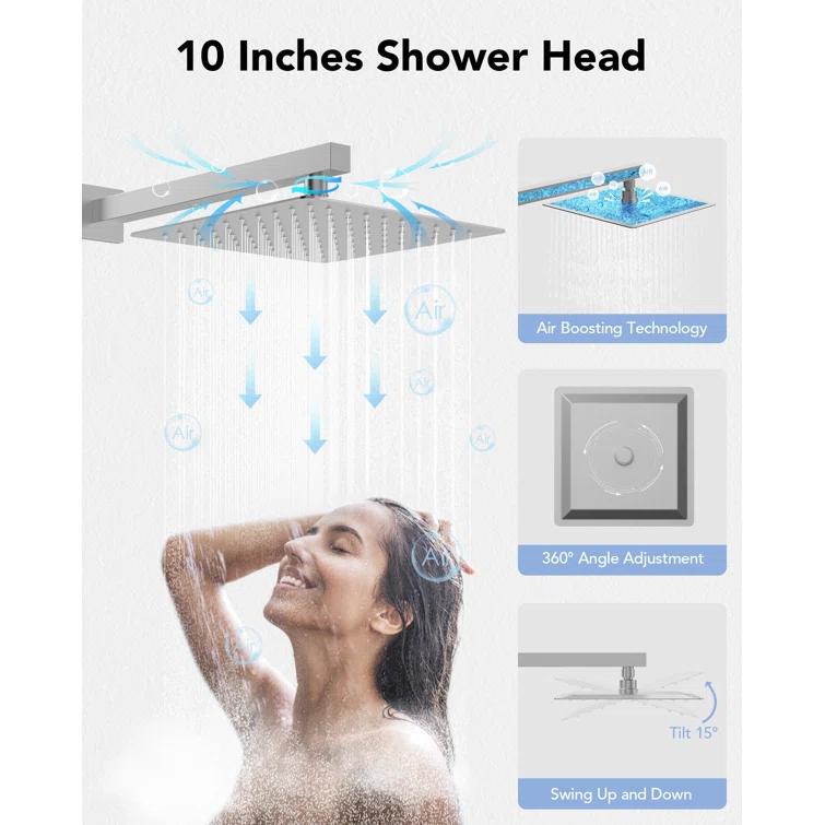 RainfallCascade 10" Pressure Balanced Slide BarShower System with Rough-In Valve