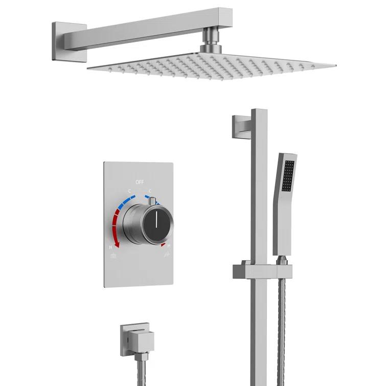 RainfallCascade 10" Pressure Balanced Slide BarShower System with Rough-In Valve