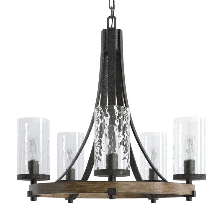 Steffens Iron & Textured Glass Chandelier (24"-48")
