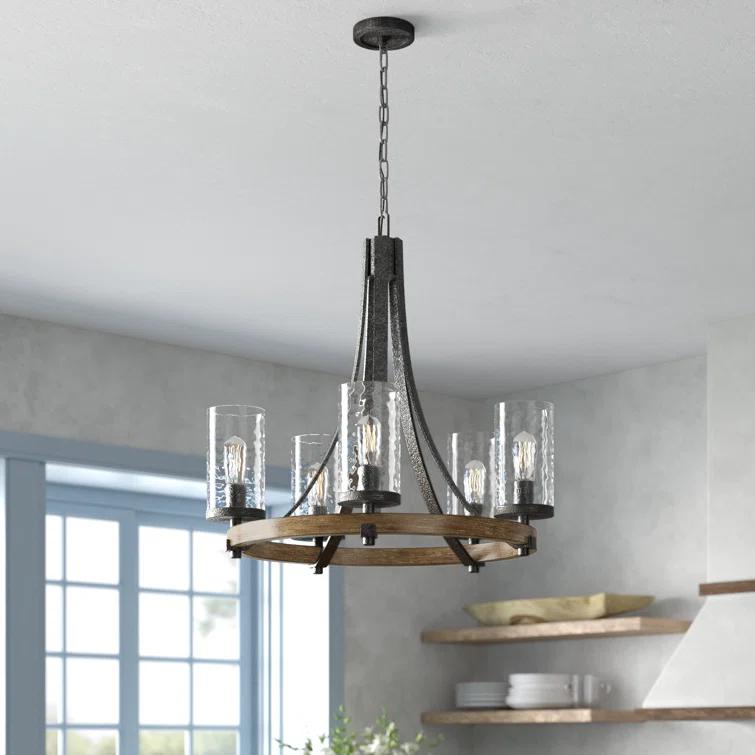Steffens Iron & Textured Glass Chandelier (24"-48")