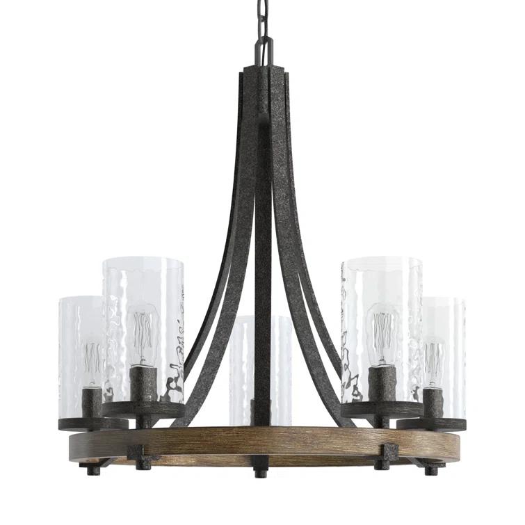 Steffens Iron & Textured Glass Chandelier (24"-48")