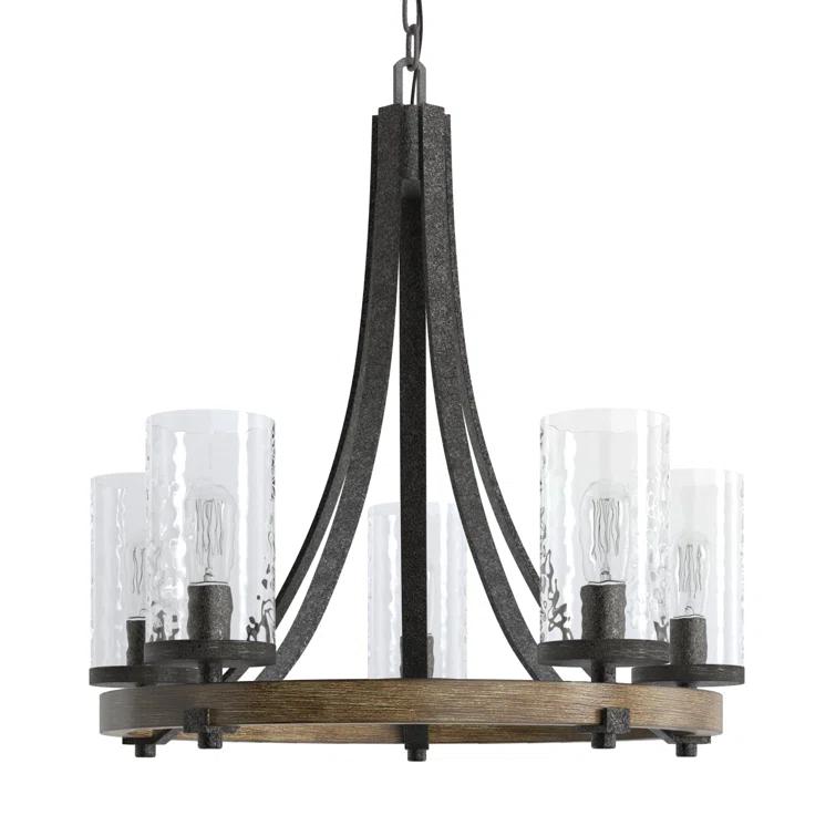 Steffens Iron & Textured Glass Chandelier (24"-48")