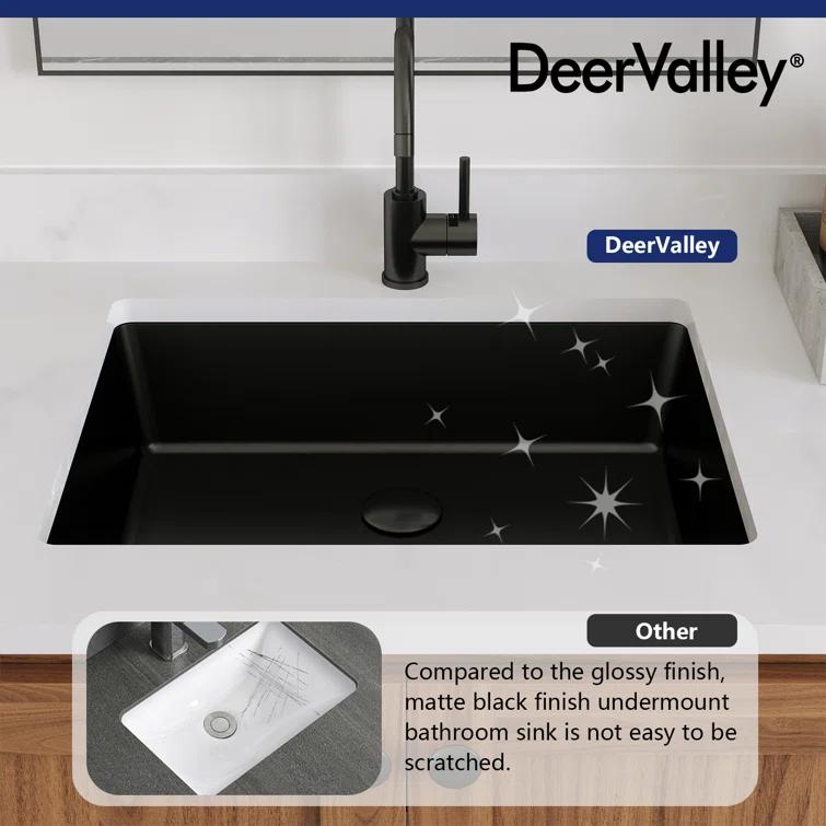 DeerValley Ursa 20" X 15.6" Rectangular Vitreous China Undermount Bathroom Sink with Overflow