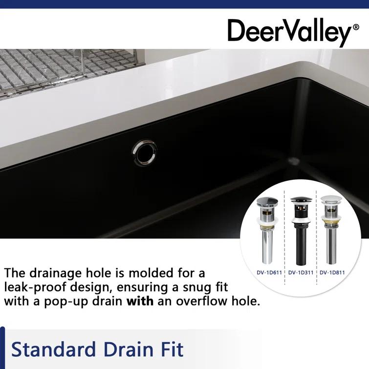 DeerValley Ursa 20" X 15.6" Rectangular Vitreous China Undermount Bathroom Sink with Overflow