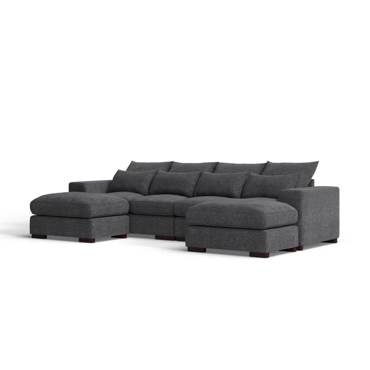 Biaggio Linen Blend Sectional with 2 Ottomans,Sectional Couch