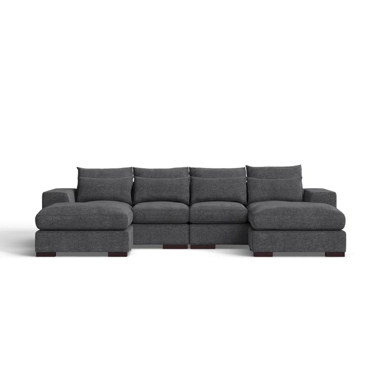 Biaggio Linen Blend Sectional with 2 Ottomans,Sectional Couch